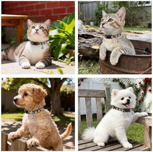 Cute Cartoon Bears Metal Bell Included Dog Collar 2 Pack Collars for Cats