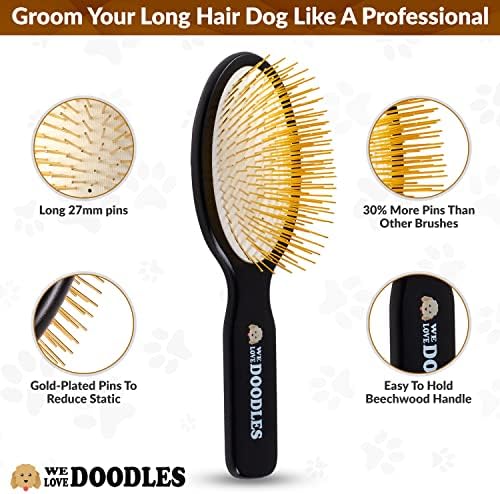 We Love Doodles Dog Ear Cleaning Solution Kit and Pin Brush for Dogs Bundle - Prevent Infections, Itching and Deordoring - Dog Brush for Shedding and Removing Loose Fur - Made in USA