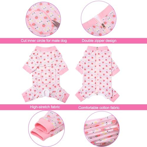 Dog Recovery Suit for Small Medium Large Dogs, Pet Onesie After Surgery Comfort Dog Bodysuit Anti Licking (Pink Bunny,M)