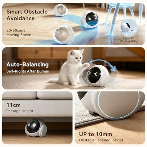 Vivideye Pet Camera 1080P, Movable Robot Security Camera for Dog Cat