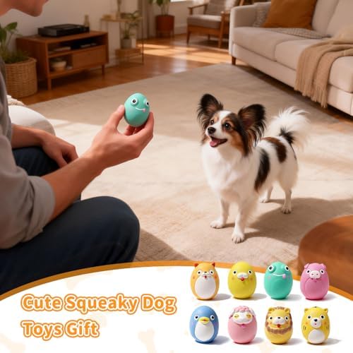 SCHITEC Squeaky Puppy Toys, Interactive Animal Dog Toy, Latex Rubber Balls for Puppies Mini Small Breed Dogs