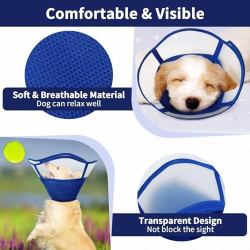 Allroaring Dog Cone, Soft Dog Cones for Dogs, Adjustable Doggie Cone Collar