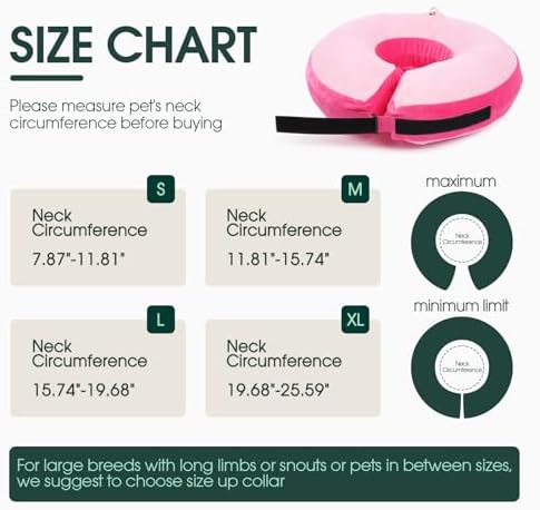 Kuoser Inflatable Dog Cone Collar, Dogs Donut Collar to Stop Licking, S