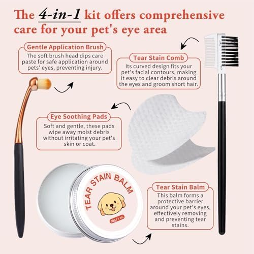 Tear Stains Remover for Dogs 30ml Cleaning Gentle Balm with Powder Brush