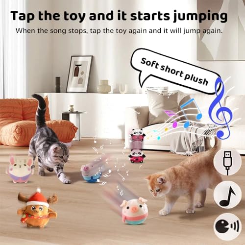 Active Moving Pet Plush Toy, Upgrade Interactive Dog Toys Talking Moving Dog Ball Toy Washable Cartoon Pig Plush Sound Electronic Herding Ball for Dogs Shake Bounce Boredom Talking Toys (Santa Claus)
