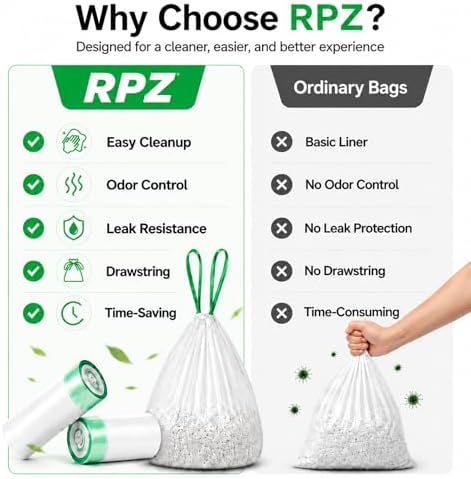 RPZ Cat Litter Bags 50 Count for Open-Top Automatic Litter Box Replacement