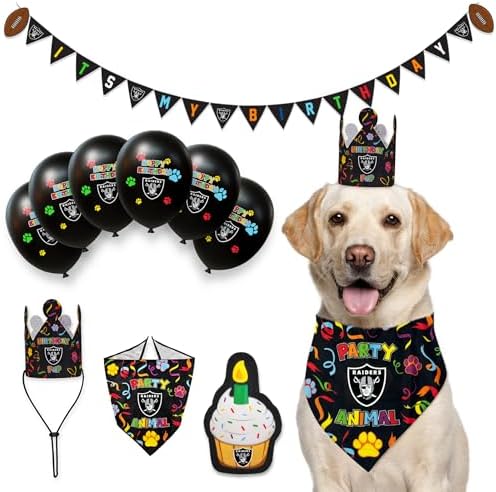 Pets First NFL Las Vegas Raiders Pet Birthday Cupcake Squeaker Toy - NFL Dog Birthday Party Set and Costume, Licensed Football Team Dog & Cat Birthday Cupcake Toys, Durable Toy for Puppies