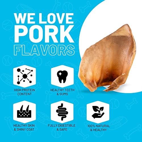 Sitka Farms Pig Ears for Dogs, Pork Dog Chews and Chew Treats, 25 Count