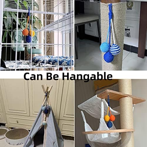 Cat Toy Sisal Ball Hanging Cat Toy Handmade Cat Rope Ball Chew Eco-Friendly Toy Pets Interactive Toy Cat Toys for Indoor Cats (Primary Color, 1pcs)