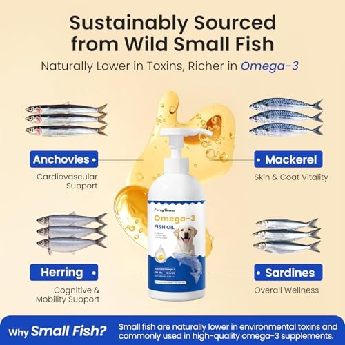 Omega 3 Fish Oil for Dogs & Cats, 300mg EPA+DHA, 8.45 oz