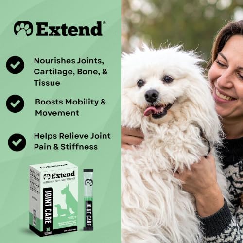Extend Dog Hip and Joint Supplement Beef Flavored Powder Packets with Glucosamine, Chondroitin, MSM & Collagen, Hip & Joint Support, Mobility & Cartilage Health, Daily Dog Supplement, 60 Count
