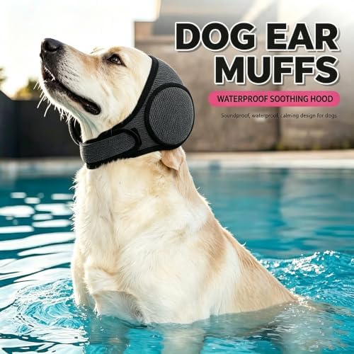 Dog Ear Muffs, Adjustable No Shake Ear Wrap for Dogs