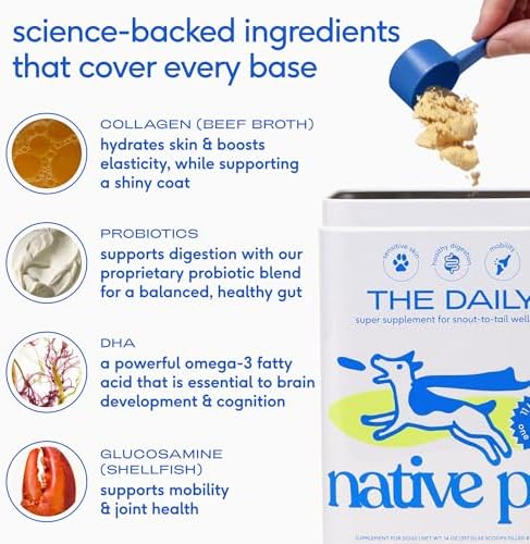 Native Pet Daily Wellness Bundle - Dog Vitamins and Supplements & Omega 3 Fish Oil Wild Alaskan Salmon Fish Oil for Dogs - 11-in-1 Multivitamin Powder Supports Joints, Gut, Skin, Coat & Heart Health