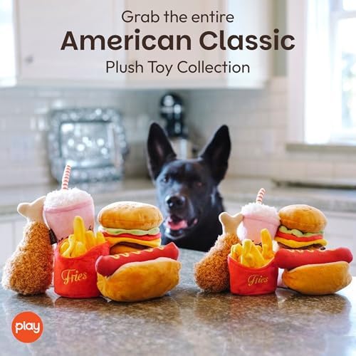 P.L.A.Y. Cute Plush Dog Toys - Fast Food Themed Durable Giggle Chew Toy, Great for Puppies & Small, Medium, Large Dog - Machine Washable, Recycled Materials (American Classic French Fries, X-Small)