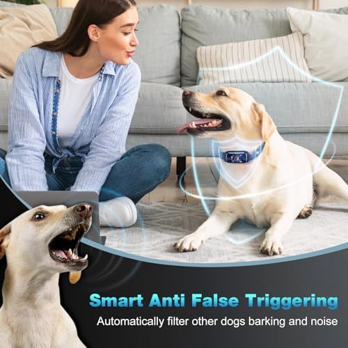 2 Pack Dog Bark Collar for Large Medium Small Dogs, Smart Automatic AI Bark Collar for Dogs,Effective Anti-Barking Training Collar with IP67 Waterproof, 4 Safe Training Modes and 8-Level Sensitivity