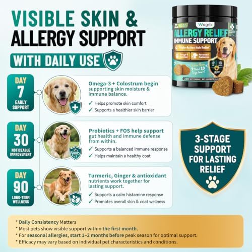Dog Allergy Chews Omega 3 is Human Grade, Itch Relief for Dogs Multivitamin