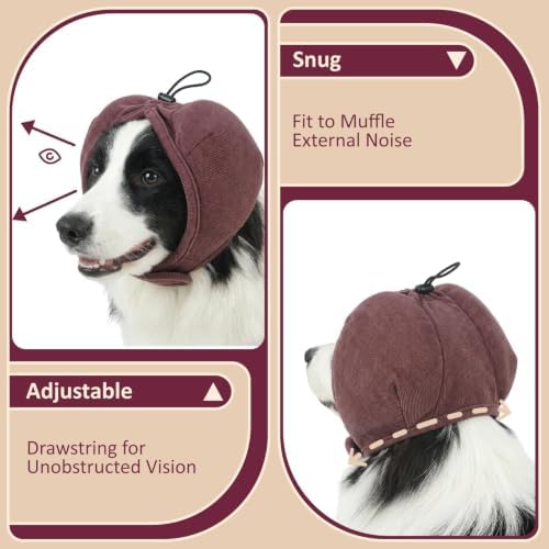 Thick Padded Noise-Reducing Dog Ear Muffs, Anti-Anxiety Calming Ear Hoodie
