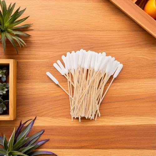 Pet Ear Cleaner Cotton Swabs with Large Absorbent Cotton Head 100pcs and Wooden Handle Gentle Ear Cleaning Tool for Dogs and Cats for Pet Health and Daily Grooming