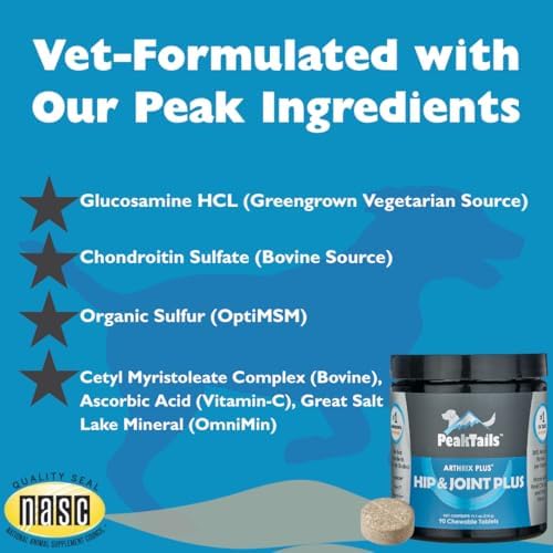 KALA HEALTH PeakTails Vet-Formulated Hip & Joint Plus for Dogs, 90 Count