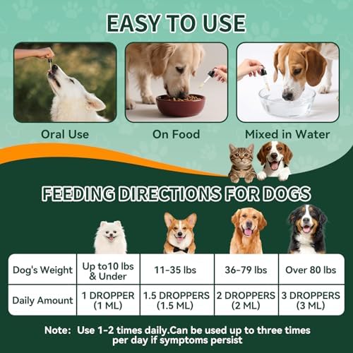Flea and Tick Support for Dogs & Cats Drops - Flea and Tick Drops Supplement with Multivitamins & Omega-3, Skin & Coat Support for Dogs & Cats, All Breeds & Sizes - 60ml