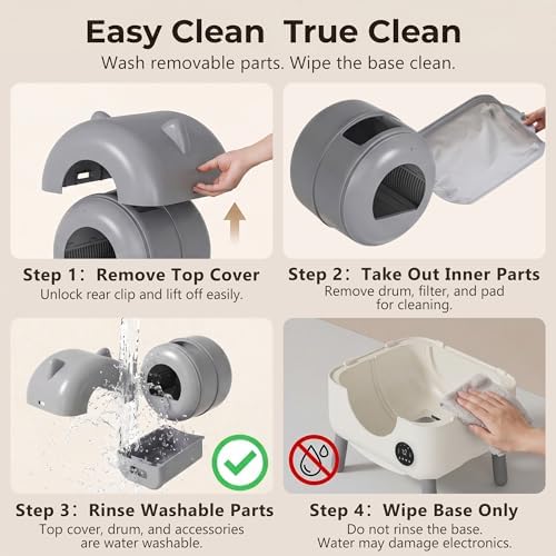 Greesum Enclosed Self-Cleaning Cat Litter Box with Smart App Control