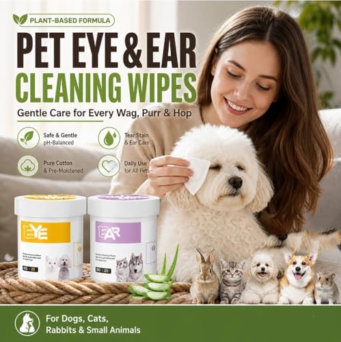 Natural Plant-Based Cleaning Wipes for Pet Eyes and Ears,200 Sheets，A+B