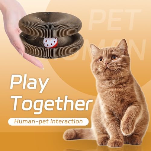 2PCS Kitty Curls Cat Toys Foldable Accordion Honeycomb Cat Scratching Board Toy with Ball - for Indoor Cats & Kittens, Twisty Paws cat Toy(2pcs)