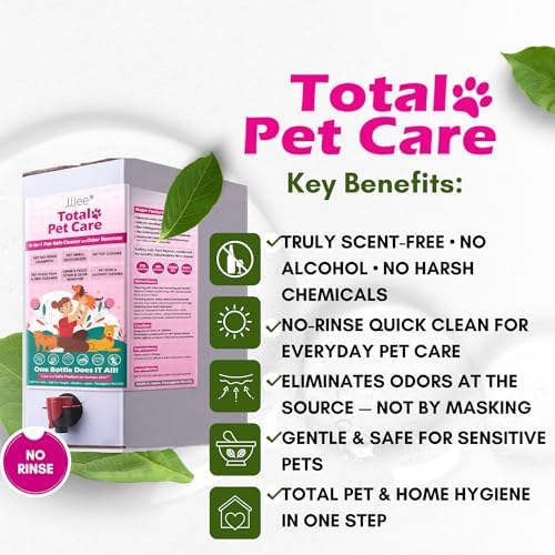 JJJee® 6-in-1 No-Rinse Dog & Cat Cleaner & Odor Eliminator. Cleans Paws, Coat, Eyes, Ears, Hotspots & Home Surfaces–Alcohol-Free, Fragrance-Free, Advanced Electrolyzed Water–Made in Japan (3 Liter)