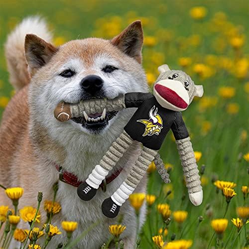 Littlearth NFL Minnesota Vikings Sock Monkey Pet Toy, Team Color, One Size