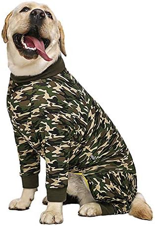 Dog Surgery Recovery Suit Female Male for Dogs After Surgery Medium Large Dogs Onesie Dog Pajamas Pjs Clothes (Camo, 28 (Chest 26.77 in | Backlength 18.11))
