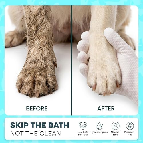 Uproot QuickClean Gloves Pro: Extra-Thick Pet Glove Wipes for Dogs & Cats - Easy Wipe Paws, Eyes, Ears, Butt, & Body - Lick-Safe for Cats & Dogs - Cleaning, Deodorizing & Grooming (20+6 Pack)