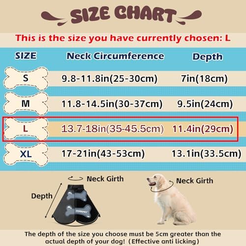 Dog Cone Collar Alternative, Partially Detachable Hard & Heavy Cone for Lab Golden GSD (Small&Medium Sized), Elizabethan Adjustable Protective Dog Neck Head Recovery Cone After Surgery Anti Licking