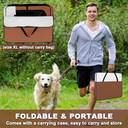 Akinerri Portable Dog Playpen, Foldable Pet Play Pen for Puppy Cat, Brown