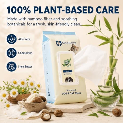 Dog Wipes for Paws and Butt, Unscented, 100 Count