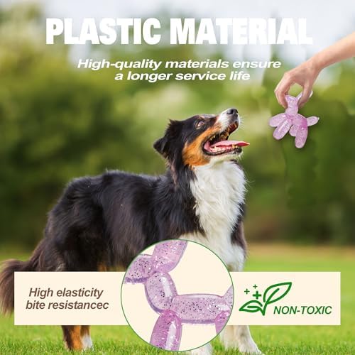 Durable Dog Chew Toy – Balloon Dog Shape, 4.72” for Small & Medium Dogs, Tough Plastic, Interactive Chew Toy for Boredom & Dental Health（Pink）