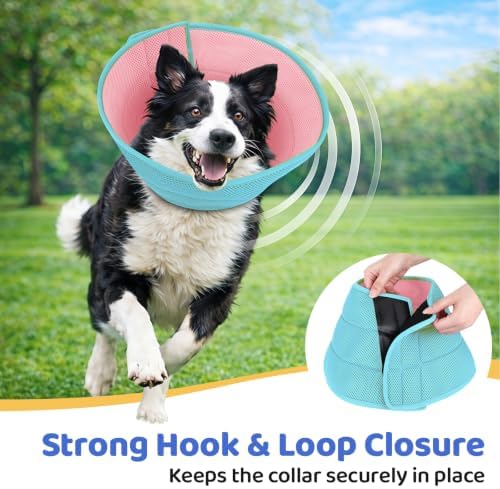 Soft Dog Cone Collar to Stop Licking After Surgery, Pink Green, L
