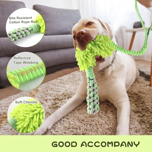 wodoca Dog Rope Toy Tug of War Dog Toy for Aggressive Chewers, Interactive Puppy Chew Toys Rope with Strong Squeak, Knots Cotton for Teeth Cleaning, Training Medium, Large Dogs