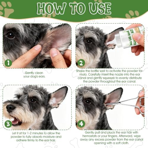 Dog Ear Powder for Hair Removal, Remove Ear Hair and Reduce Ear Wax, Odor