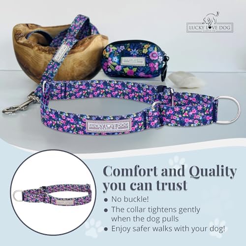 Lucky Love Dog Martingale Collar for Medium Dogs No Slip – Primrose, Medium
