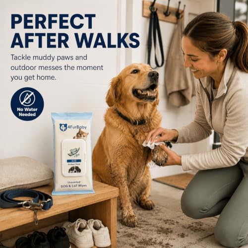 Dog Wipes for Paws and Butt, Unscented, 30 Count
