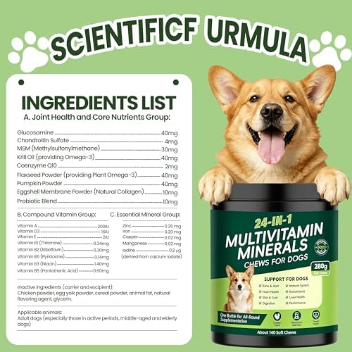 24-in-1 Dog Vitamins and Supplements, Dog Multivitamin Chewable for All Dog