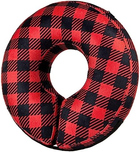 BENCMATE Inflatable Dog Cone Collar Alternative After Surgery Medium, Plaid