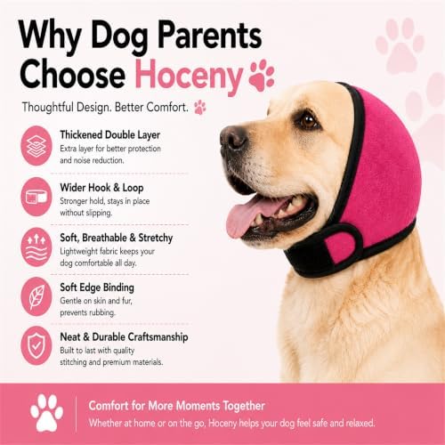 Dog Ear Muffs for Noise Protection, Pink, Medium (14"-19")