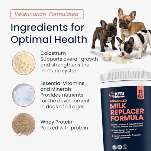Vets Preferred Puppy Milk Replacement Formula - Dog Milk Replacer Powder Supplement for Pregnant, Lactating, Aging Dogs - Enriched with Colostrum - Nutritious Nursing Formula for Puppies - 12 Oz
