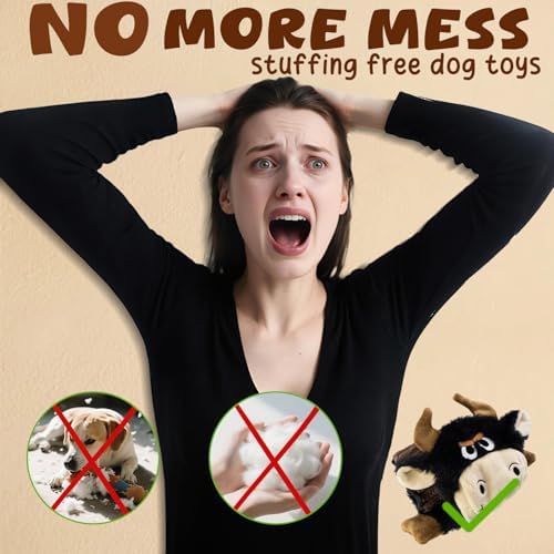 No Stuffing 3 Pack Dog Squeaky Toys, Chew with Crinkle to Large Puppy
