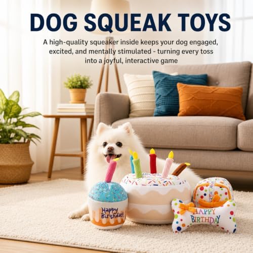 Dog Birthday Cake Squeak Toys, 1 Pcs (Small Cake)