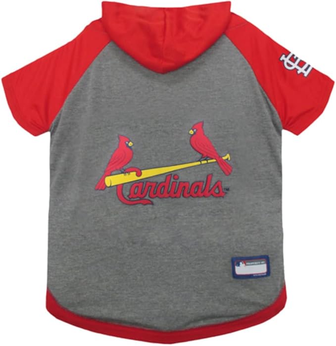 MLB Hoodie Shirt for Dogs & Cats - St. Louis Cardinals Dog Hooded T-Shirt, Medium. - MLB Team Color Hoody Vest for Baseball Fans