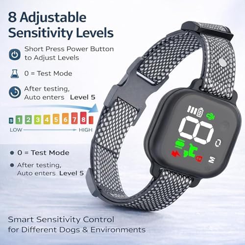 Dog Bark Deterrent Devices,Waterproof Rechargeable Smart Collar,Anti Barking Training with 8 Adjustable Sensitivity Beep Vibration for Small Medium Large Dogs. (Black*2)