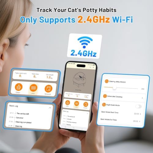 DuckSky Automatic Litter Box, Open-Top Self Cleaning Cat Litter Box for Multiple Cats, Large Capacity Robot, APP Control, Safety Protection,1 Odor Eliminator, 2 Rolls Litter Liner Bags,