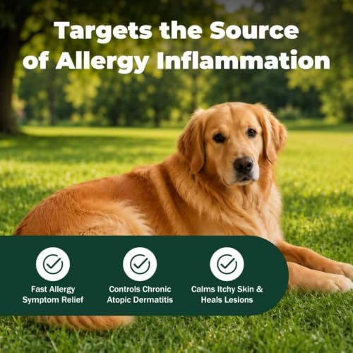 Dog Allergy Itch Treatment，Fast Reduce Scratching，Paw Licking and Belly-Rubbing for Dermatitis，Atopic Skin Care Supplement for Dogs Over 12 Months Old | 15 mg | 90 Count